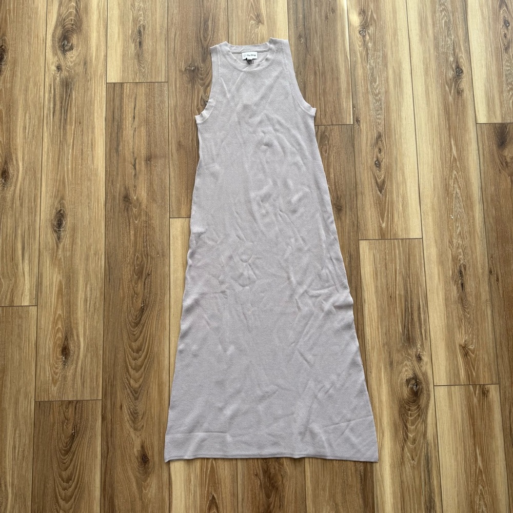 The Drop Gabriela High Neck Maxi Sweater Dress – ☁️ Silver Cloud – Size S - NWT